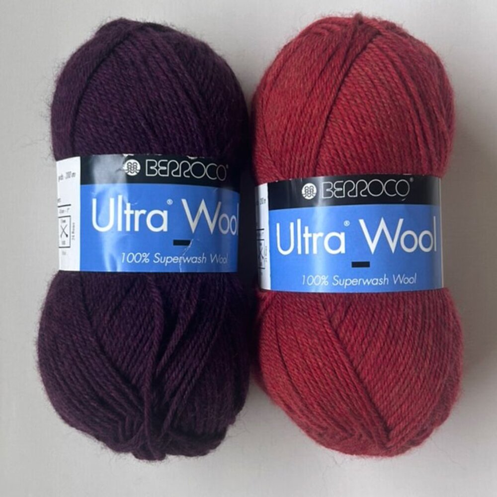 Berroco Ultra Wool, 2 New Skeins in color Sunflower and Hollyhock